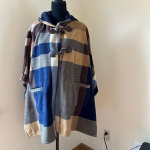 *RACHEL ROY* Blue x Tan Plaid Hooded Jacket One Size